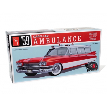 Plastikmodell – 1:25 1959 Cadillac Ambulance mit Tragewagen – AMT1395